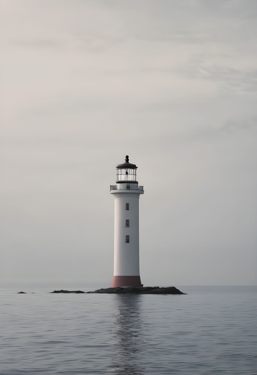 A lighthouse standing on a flat minimal horizon