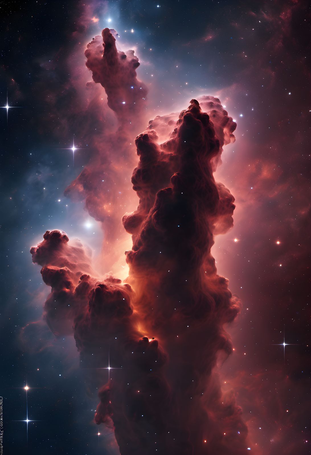 A pillar of nebula dust with newborn stars