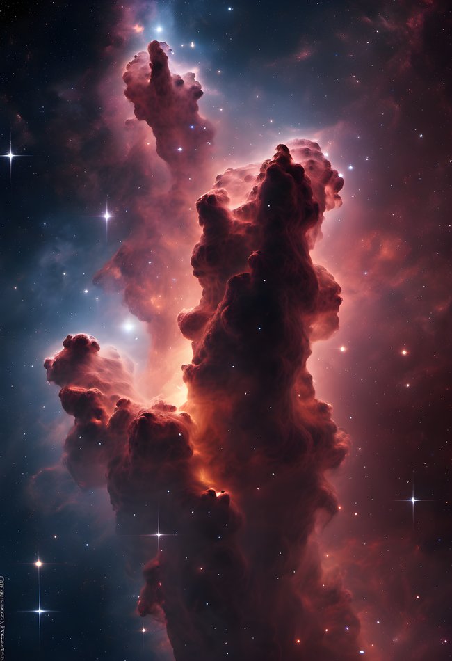 A pillar of nebula dust with newborn stars