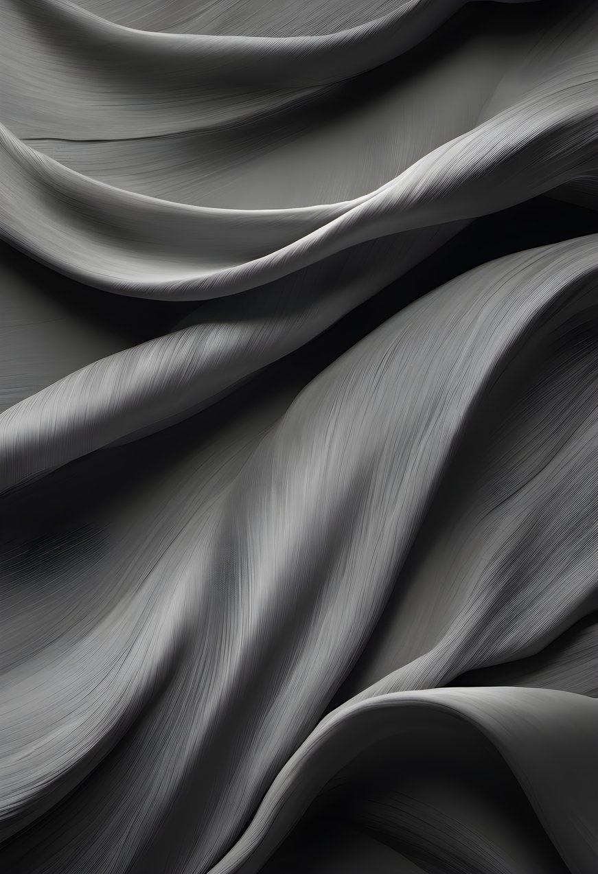 Charcoal silk folds catching soft light in a gray monochrome abstract