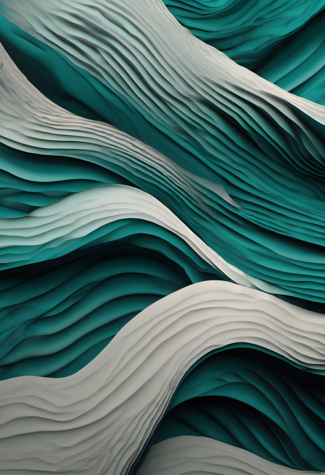 Deep teal gradients flowing in smooth waves in soft diffused light