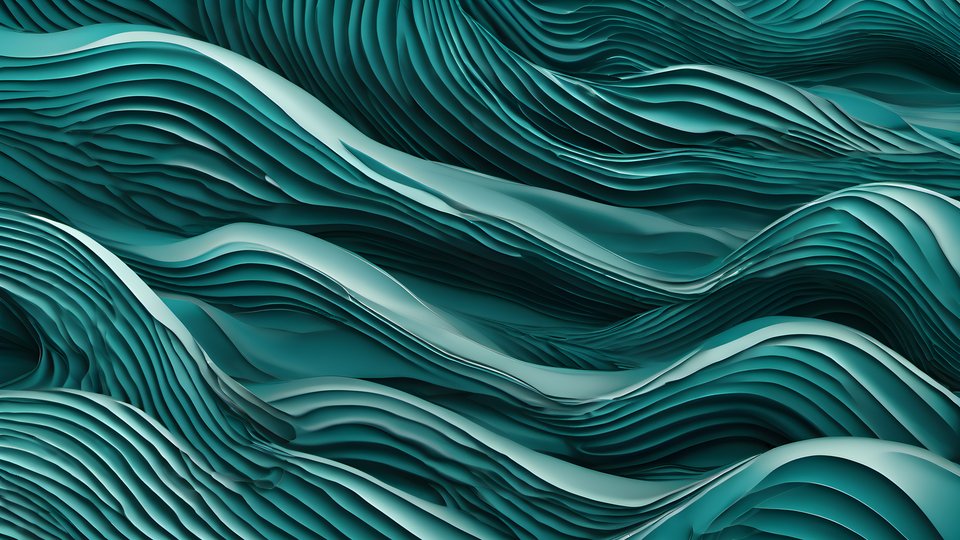 Deep teal gradients flowing in smooth waves with high contrast