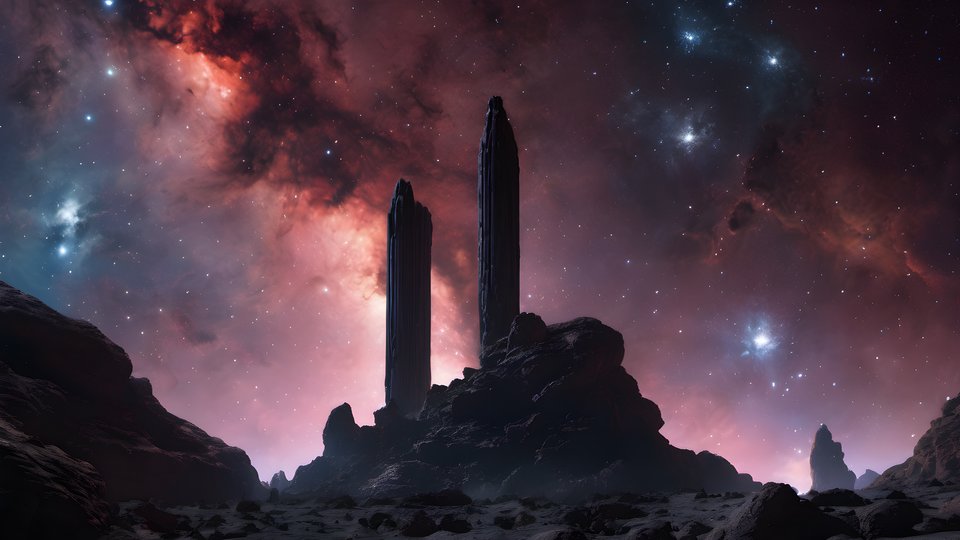 A pillar of nebula dust with newborn stars in cinematic scale