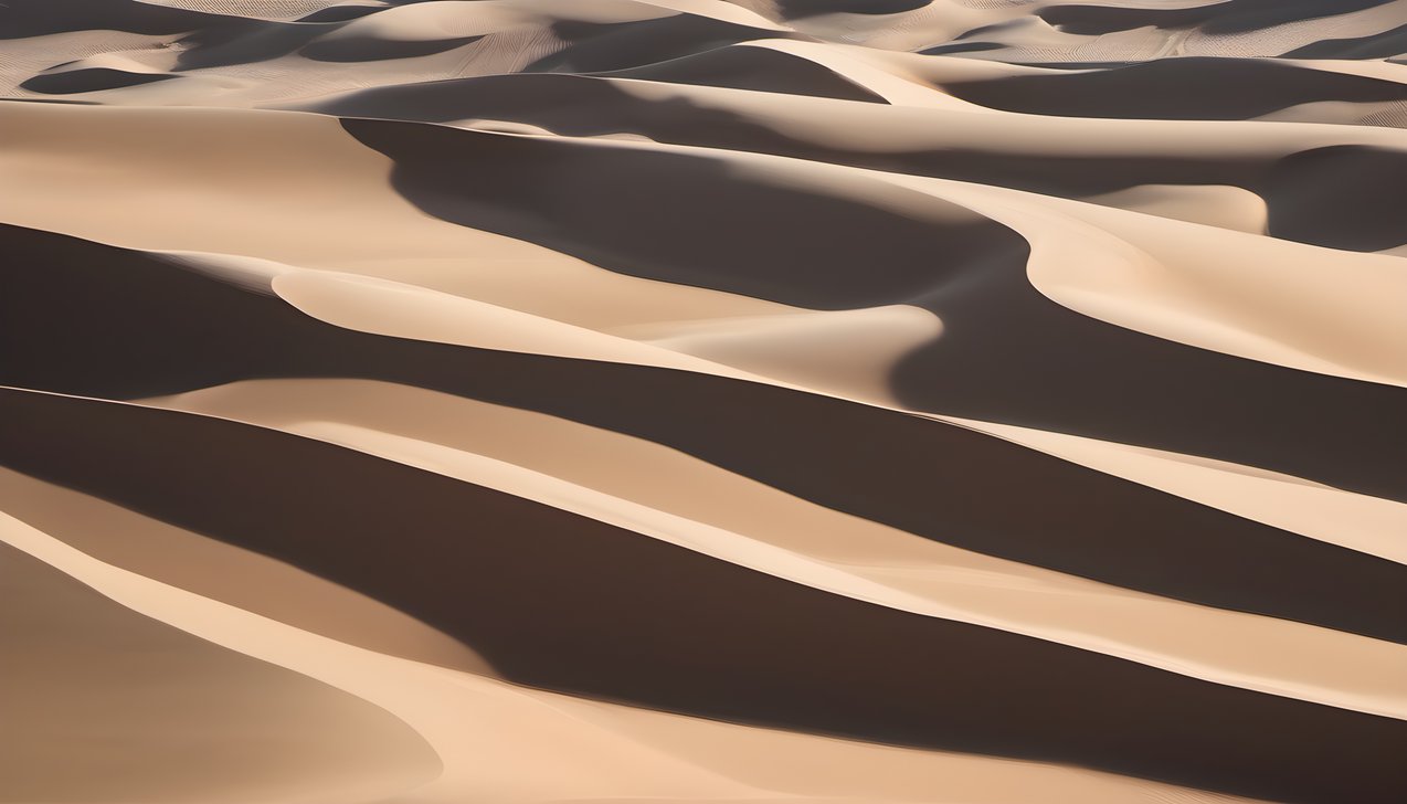 Smooth neutral toned sand dunes curving gently across the frame