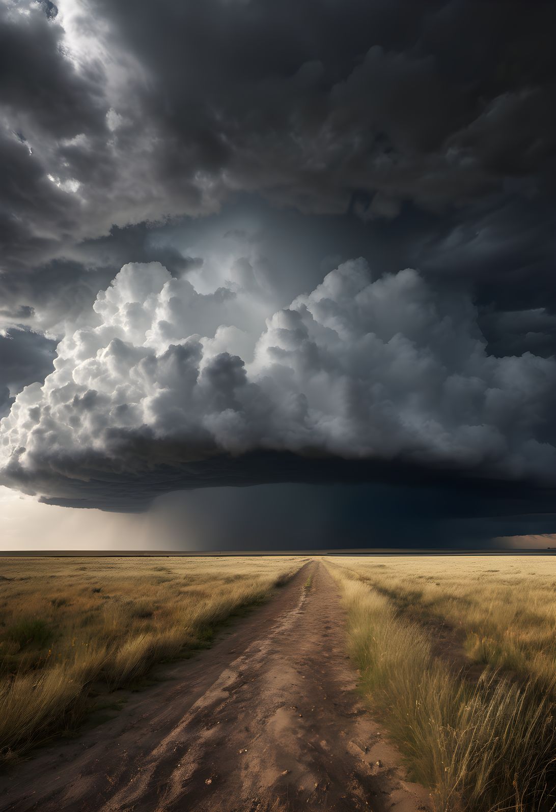 Storm clouds building over open grassland plains after rain