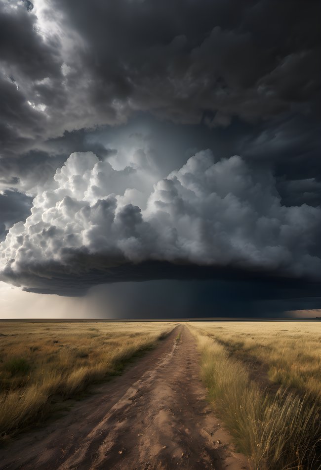 Storm clouds building over open grassland plains after rain