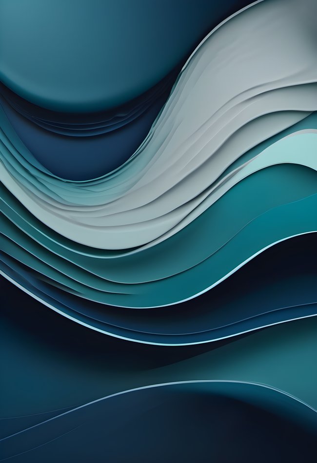Smooth gradient waves flowing in deep blue and teal over a dark background