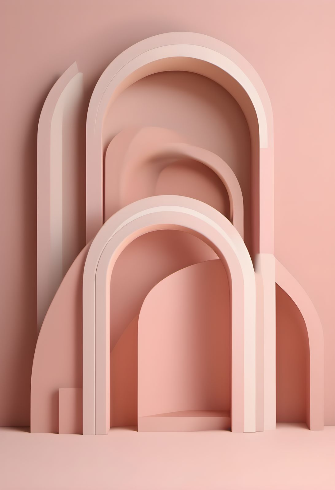 Stacked pastel arches in pink and beige forming a minimal composition