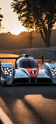 A le mans style prototype at dawn on track