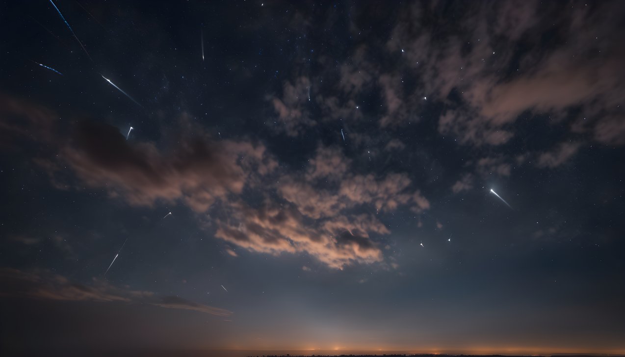 Drones forming a light pattern in the night sky