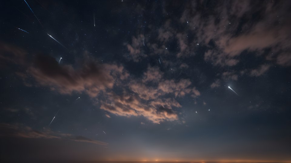 Drones forming a light pattern in the night sky
