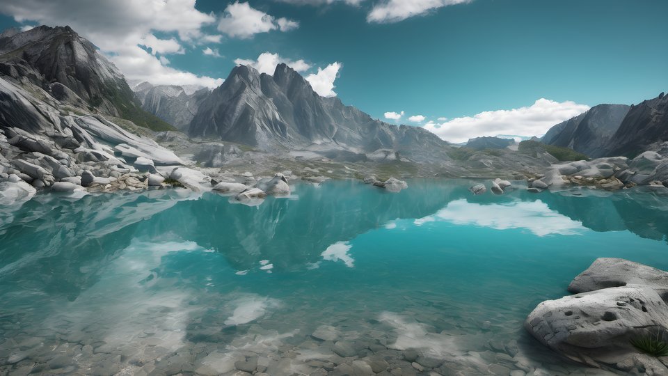 A turquoise alpine lake framed by granite shores
