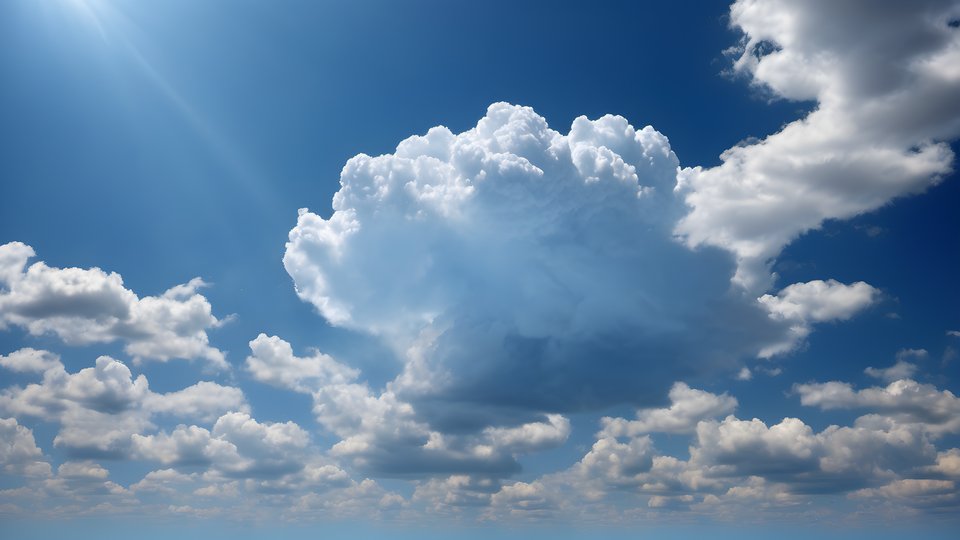 One small cloud drifting in a vast blue sky