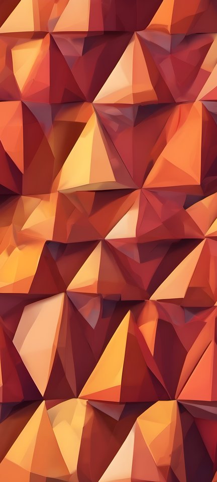 Low poly triangles in warm sunset colors forming a clean faceted pattern