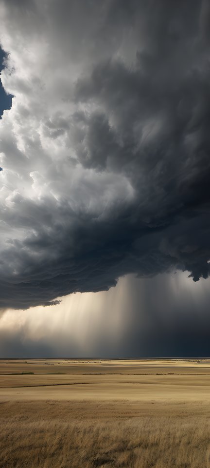 Storm clouds building over open grassland plains under dramatic clouds