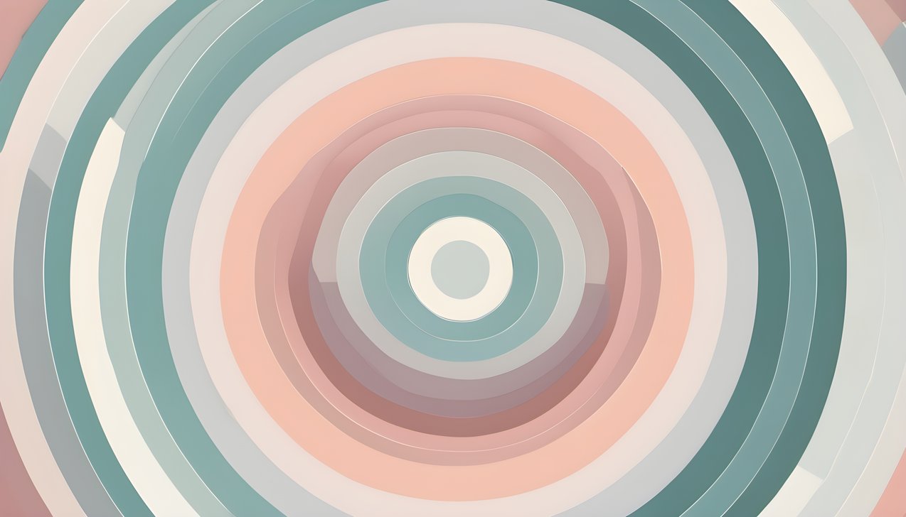 Concentric pastel circles on a clean background in a minimal abstract