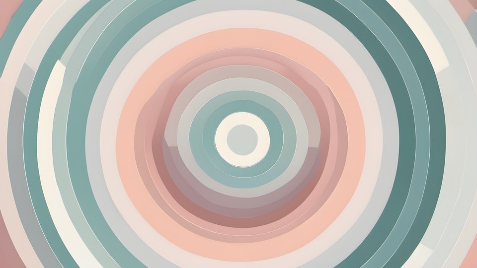 Concentric pastel circles on a clean background in a minimal abstract