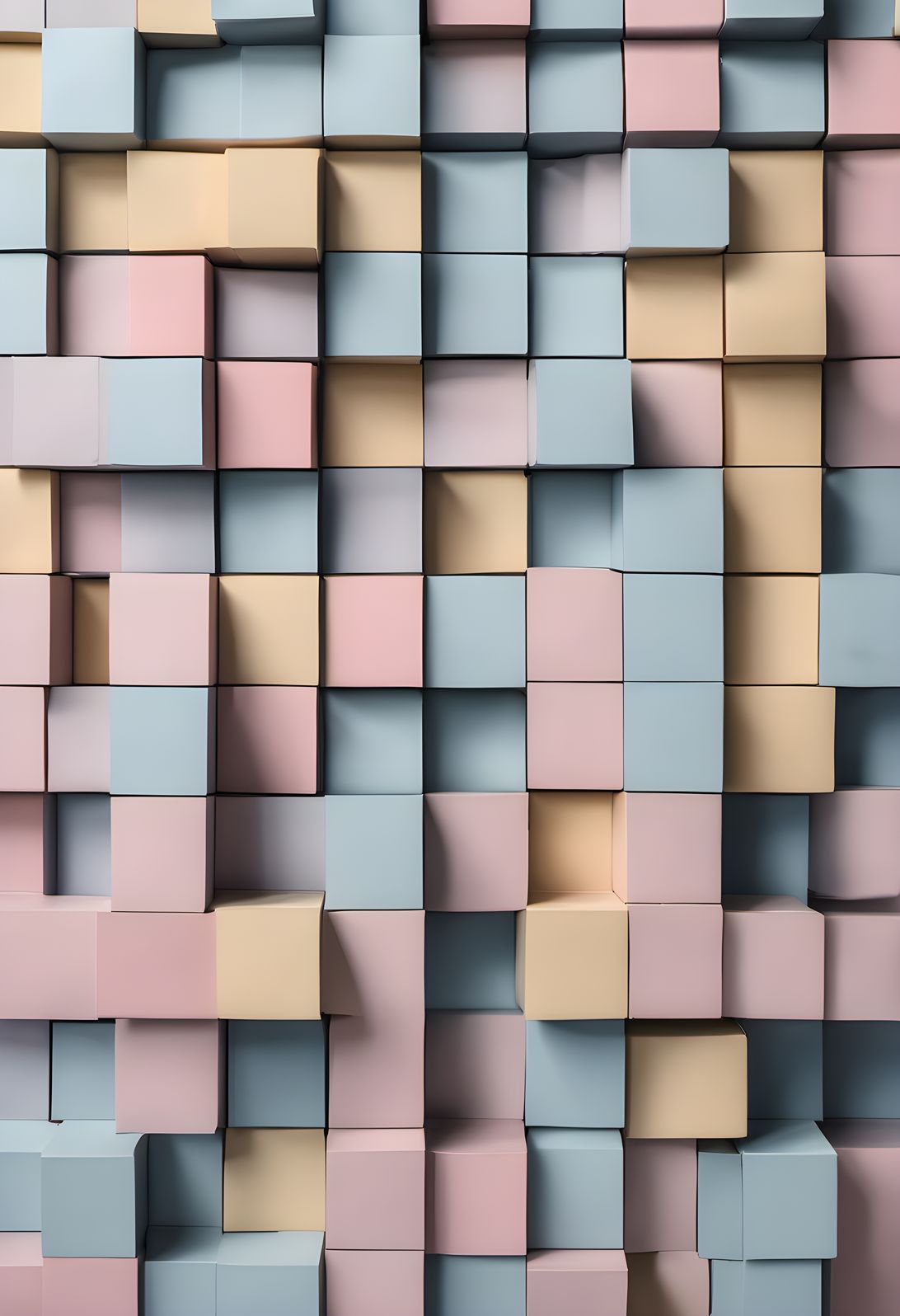 Pastel blocks stacked in a studied balance with vast negative space