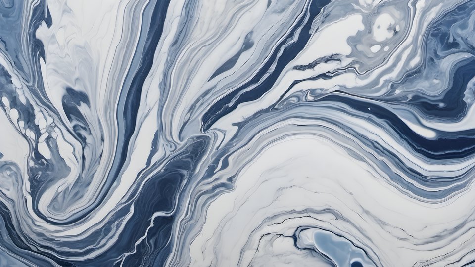 Blue and white marble veins flowing through a liquid stone texture