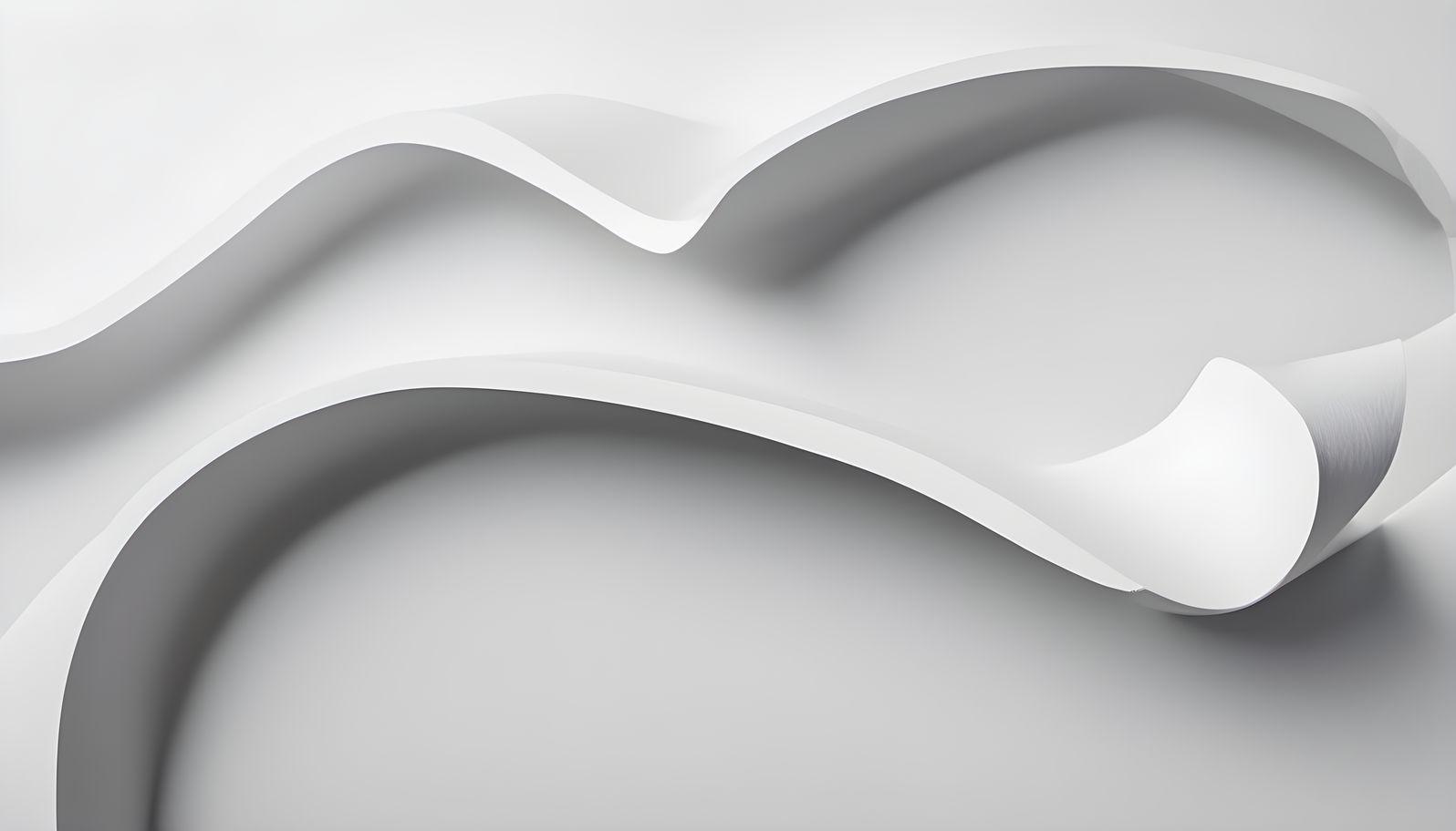 White paper curves casting soft shadows on a white background