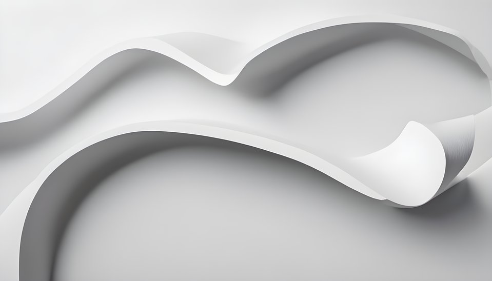 White paper curves casting soft shadows on a white background