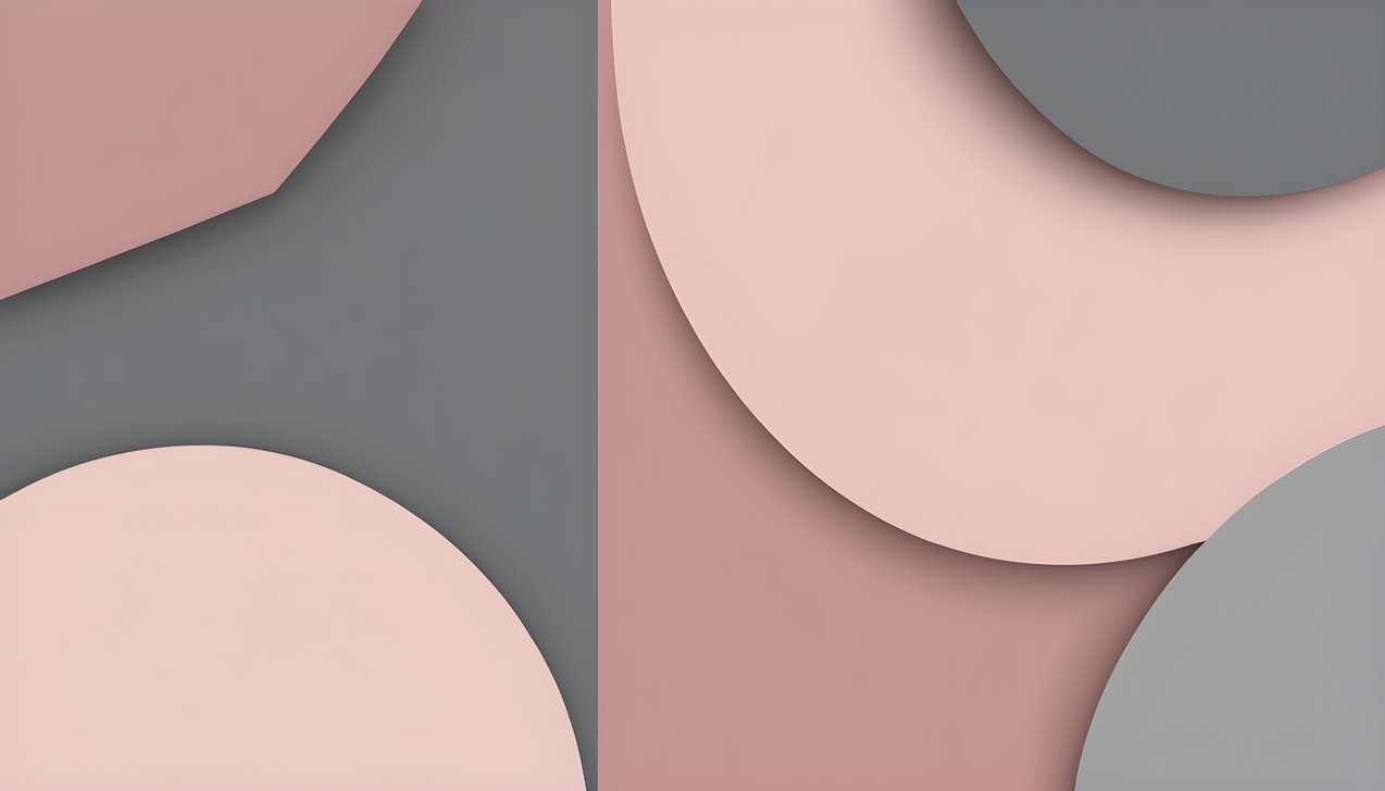 A soft curved division between dusty rose and slate gray fields