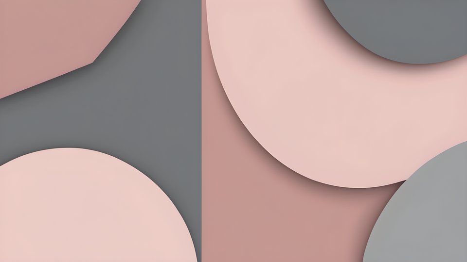 A soft curved division between dusty rose and slate gray fields